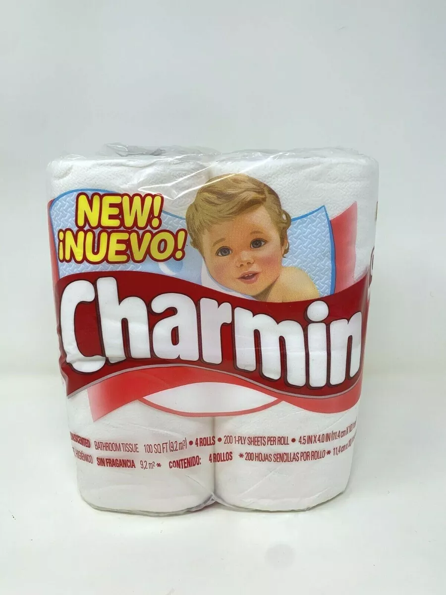 Vintage Red Charmin Bathroom Tissue Toilet Paper 4 Pack Roll Baby Movie  prop 90s