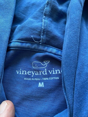 Mens Vineyard Vines Lightweight Hoodie Size Medium Whale Long Sleeve Blue - Picture 3 of 11