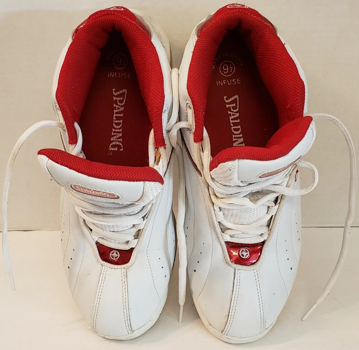 Vintage Men s Spalding Shoes Infuse Red Bright White Lace Up Size