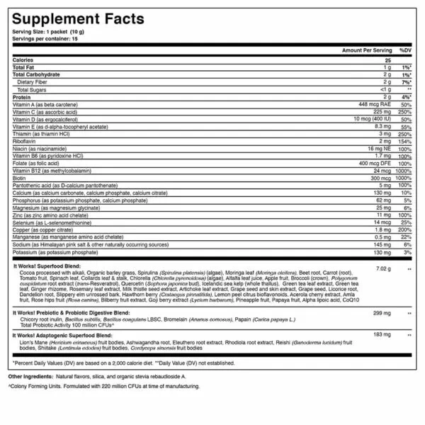 ¡Funciona! Super Greens Cocoa Dream On-the-go Apoya la digestión y el metabolismo. Foto 4 de 4