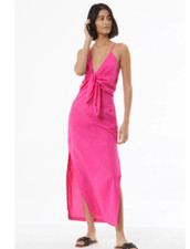 Young Fabulous & Broke Zoya Dress in Flamenco Pink Cotton Bow Front Size Small