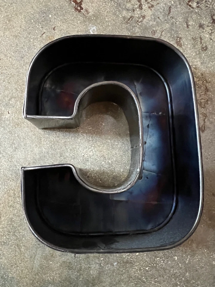 RUSTIC LETTER C - Gunmetal Steampunk Metal Letter Wall Shelf Decor  7 x 5.5" - Image 4 of 4