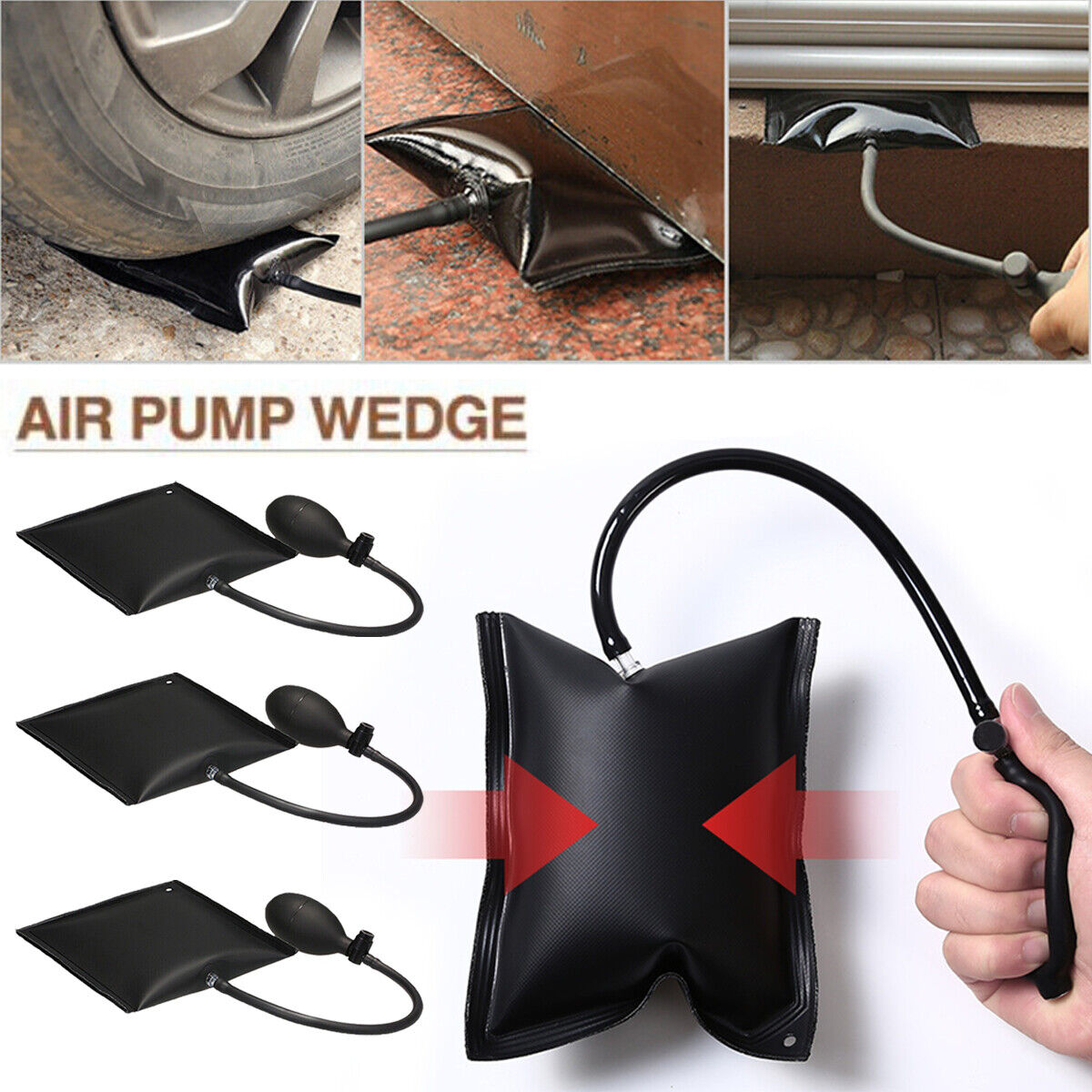 6 montagekissen set, Auto/Keil/Shim/Türstopper/Stemmeisen/Hebel, Pneumatikspanner Air Wedge Pump Wedge, Alignment Tool Aufblasbare Shim Air gepolsterte leistungsstarke Handwerkzeuge