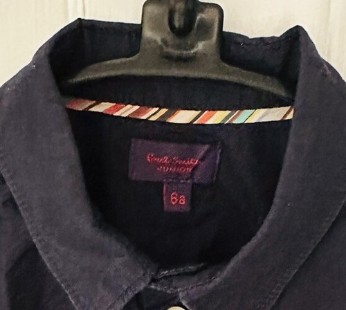 MINT Paul Smith Junior INDIGO Button Front Cotton Shirt Flip Cuff Boys size 6a - Picture 5 of 5