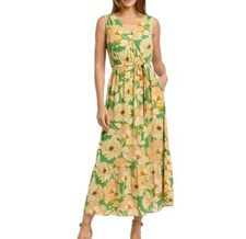 Les Serein Chelle Gren Women Floral V Neck Maxi Dress Size 2X