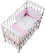 Lettino Culla Neonato in Legno Ruote Bianco/Rosa - Q.lletto Baby Re ITALBABY