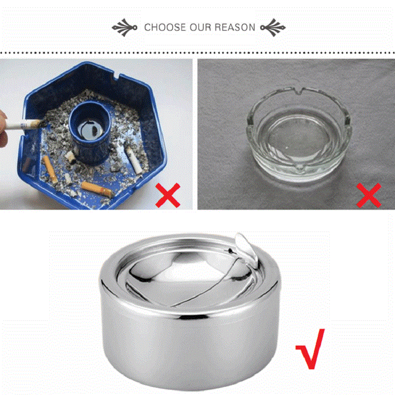 UK Outdoor Stainless Steel Spin Ashtray W/Press Rotating Lid Smokeless