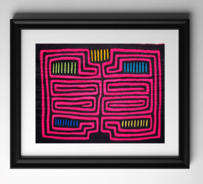 Mola Latin American retro textile unframed wall art,Geometrical vintage tapestry