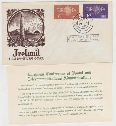 IRELAND, Scott #175-176 on unaddressed  "Staehle" FDC, Issued 9/19/60