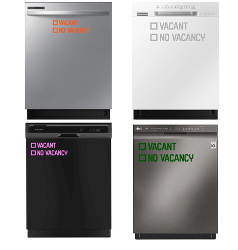 Dishwasher Kitchen Sticker Decal Vacancy No Vacancy - Font 2 - Picture 2 of 2