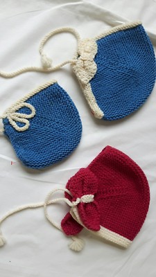 40er Jahre handgestrickte MOTORHAUBEN für BABYS oder PUPPEN