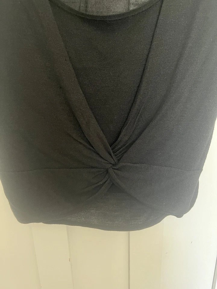 Cárdigan Sweaterworks manga corta torcido delantero con cami talla S seda viscosa Foto 3 de 4