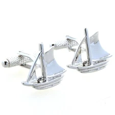 Sailing Ship Sailboat Sails Pair Cufflinks in a Presentation Gift Box & Polis...
