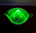 Vintage Large Depression Uranium Glass Juicer, 8.5"