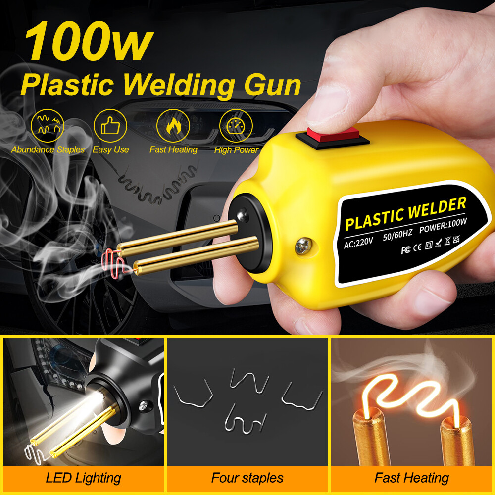 Hot Stapler Car Bumper Fender Fairing Welder Gun Plastic Repair Kit +200 Staples-image
