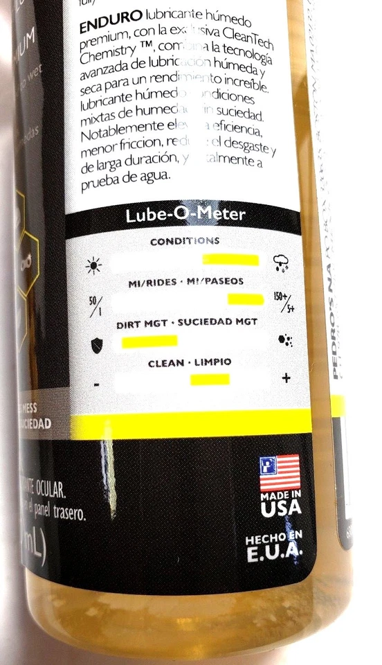 Смазка/смазка для цепи велосипеда Pedro's Enduro Premium Wet, 4 унции/120 мл - Изображение 2 из 2