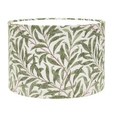 Image of William Morris Willow Branch Tapestry Lampshade in Green. Cylinder Style Shade