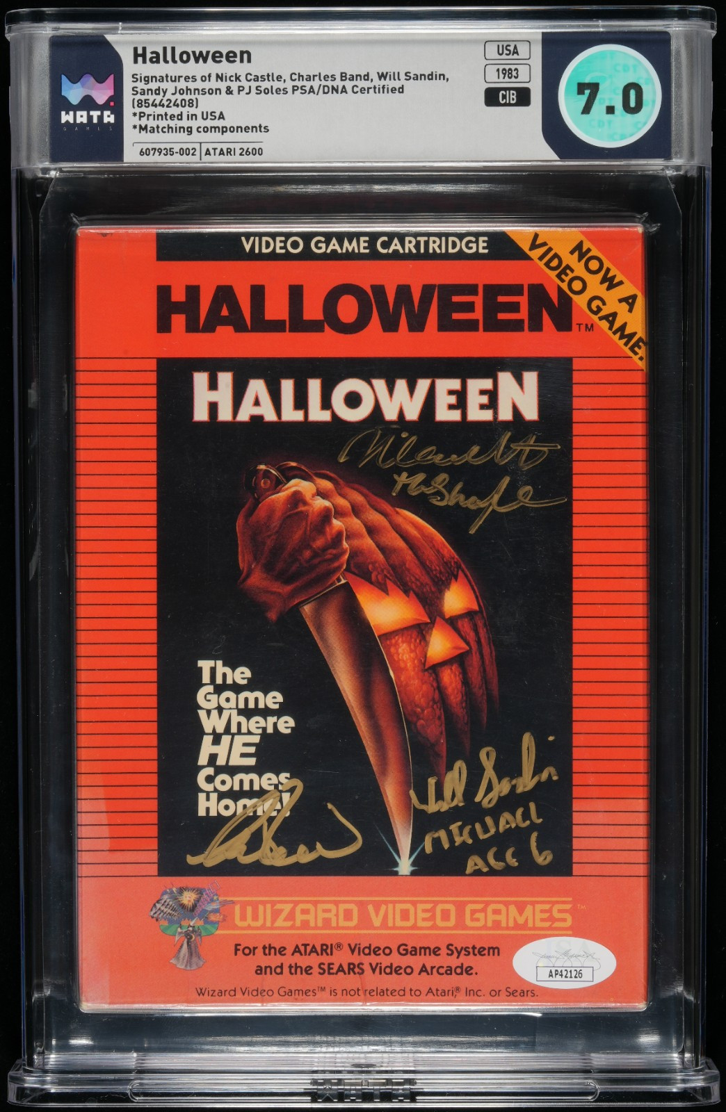 Halloween Atari 2600 Wizard Video Game Wata Games Graded 7.0 Myers JSA PSA/DNA
