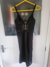 ASOS Design Marcia Black Satin Lace Slip Midi Dress Shapewear UK 10 Bra Lingerie