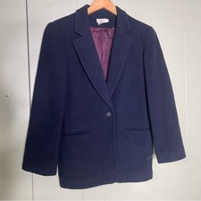 Vintage J. Crew Button Down Navy Topcoat Pea Coat Size 8 EUC Wool Cashmere