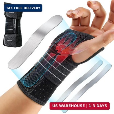 Rakiie Carpal Tunnel Wrist Brace - Ergonomic Night Support with 3 Metal Splints