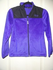 FILA SPORTS GIRLS PURPLE/BLACK ZIP UP FLEECE JACKET W/2 POCKETS MED 10-12 36"