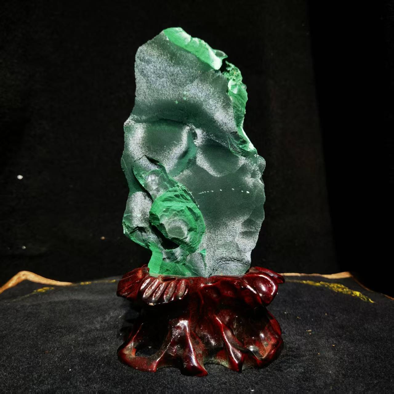 3.52LB Natural Malachite Quartz Mineral Specimen Crystal Reiki Home Decor +stand
