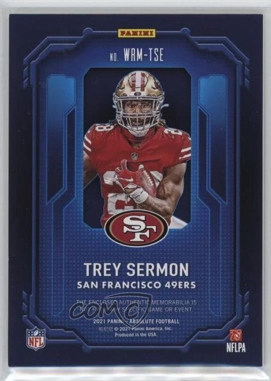 2021 Panini Absolute War Room Materials Holo Silver /25 Trey Sermon Rookie RC - Image 2 of 2
