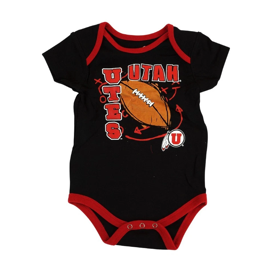 Utah Utes NCAA Gen 2 "3 Point Spread" Newborn Infant 3 Piece Creeper Set - Image 4 of 4