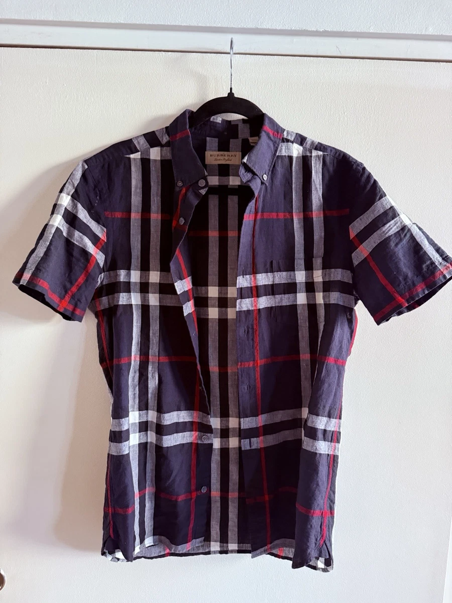 Burberry Linen Short Sleeve Casual Button-Down Shirts for Men for