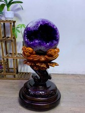 220LB Natural Amethyst Cave Crystal Mineral Open Smile Sphere Reiki Decor+Stand