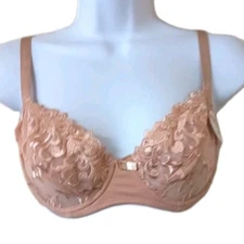 New Womens 34B Sheer Beige Bra Underwire Mamia Gold