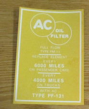 1956 1957 CHEVY V-8 OIL FILTER DECAL ** USA MADE **