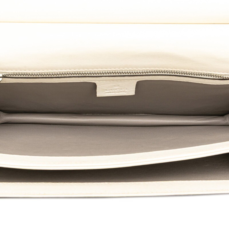 Gucci Bamboo Shoulder Bag Leather WhiteGray Women Used Authentic thumbnail 8