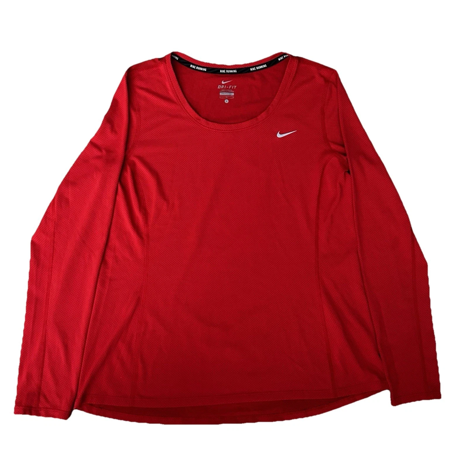 Nike Running Dri Fit Long Sleeve Shirt Reflective Red Women’s Size L EUC
