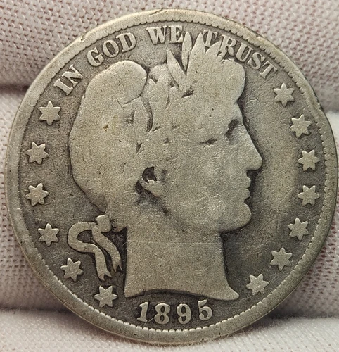 1895 P 50C Barber Silver Half Dollar - Early Date!  Good Condition - Barb-95P