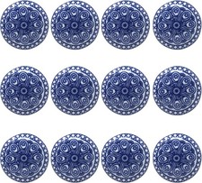 Blue Ceramic Knobs Handpainted Cabinet Drawer Pulls Set of 12 Glossy