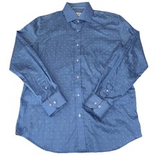 ROBERT GRAHAM light blue w/ white dots mens button front dress shirt size 41/16