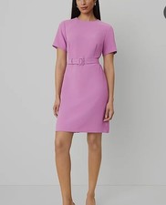 NWT Ann Taylor Sz 4 Pink Belted Short Sleeve Crew Neck Knee Length, career