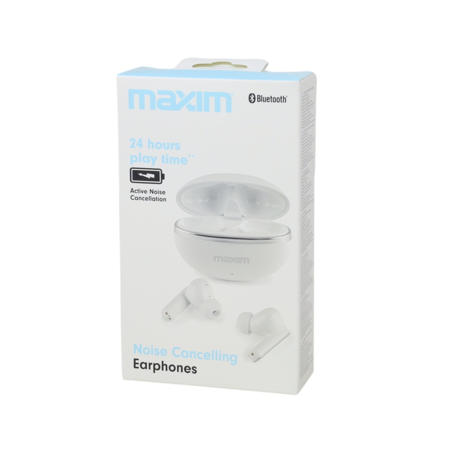 Wireless Earbuds Earphones Bluetooth Noise Cancelling Maxim 24H Playtime White