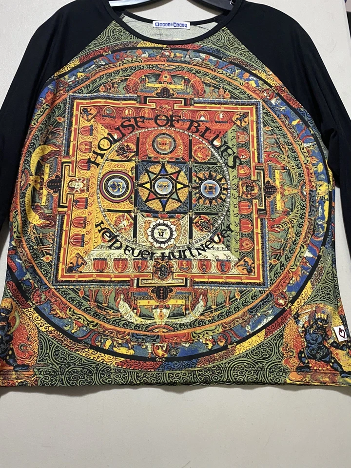 House Of Blues 90-е Детализированная Цветная Ведический Принт Рубашка с Длинными Рукавами XXL EXC - Изображение 2 из 3