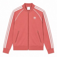Adidas originals track jacket in coral pink with white stripes. Women  s S