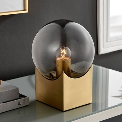 Lite Source Oksena 11'' Gold and Smoke Glass Orb Modern Accent Lamp