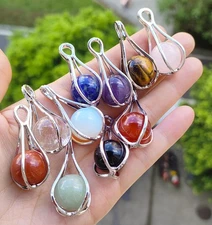 10pcs Amethyst Vary Gems stone Pendants Magic Reiki Healing Amulet