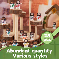 25Pcs Little Jesus Figures, Multicolor Mini Figurines in Bulk, Tiny Baby Jesu...