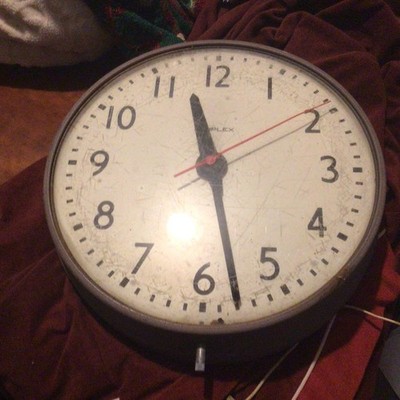 Vintage Simplex School Industrial Wall Clock 13  Wired Tested Works Convex Glass