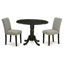 East West Furniture Dublin 3-piece Wood Dining Set in Black/Shitake