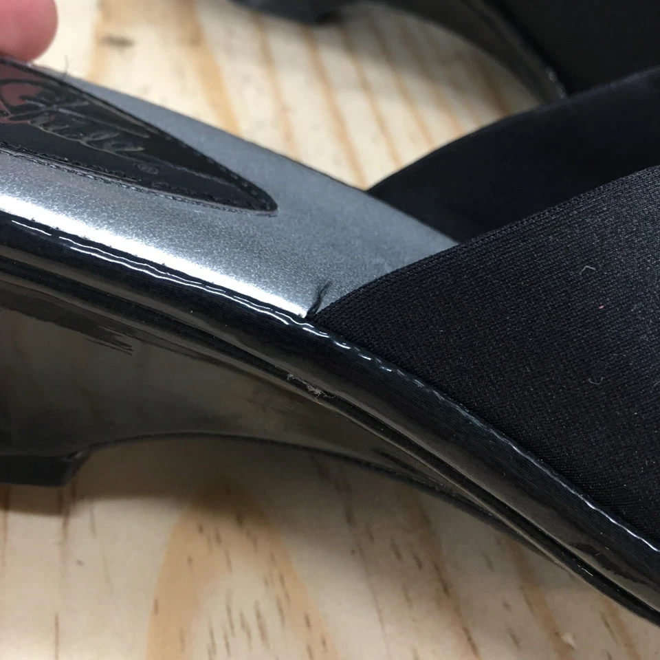 Sandalias LifeStride para mujer 8,5 M fusión deslizables tela negra sin cordones cuña informal Foto 4 de 4