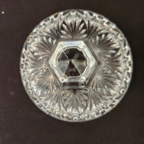 Tarro de galletas de cristal corte vintage cubo de hielo con tapa diseño de palma Starburst 7" - Imagen 4 de 8