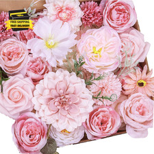 Roses Artificial Flowers Combo Pink Flower Bouquets Box with Stems for DIY Brida